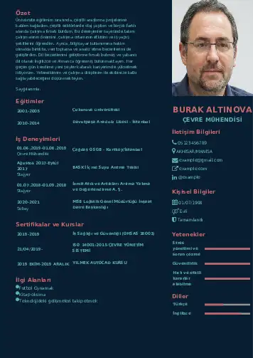 Çevre Mühendisi CV Örnekleri cv indir